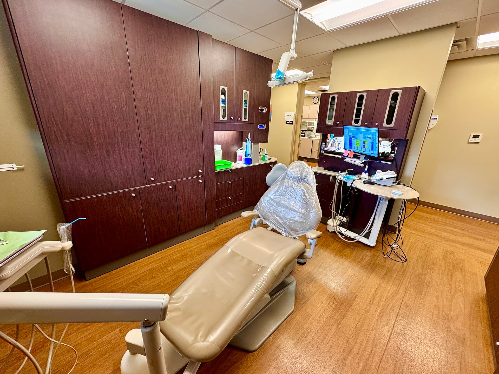A dental chair in a clinic